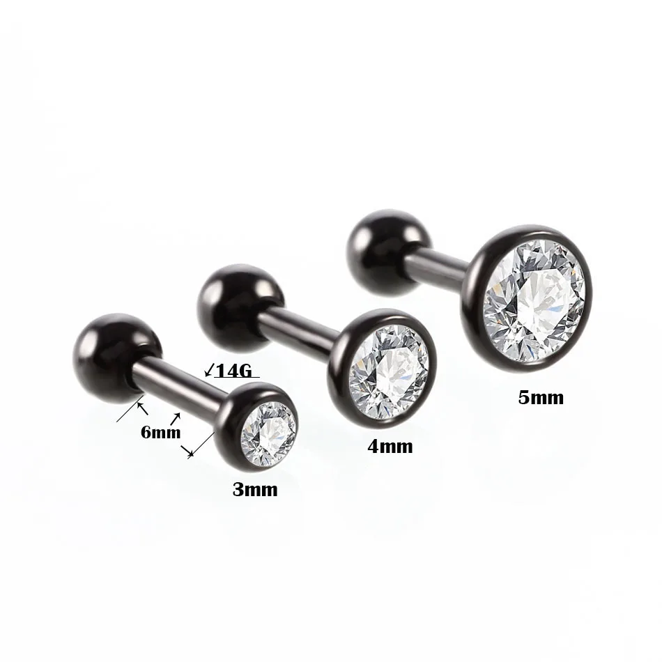 3 шт./лот хирургическая сталь Циркон хрящевая спираль штанга Бар пирсинг