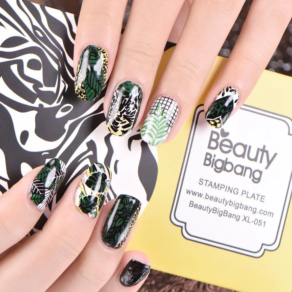 BeautyBigBang пластины для штамповки ногтей кленовые листья трава кошка сетка изображение нержавеющая сталь дизайн ногтей форма трафаретная штамповка пластина XL-051