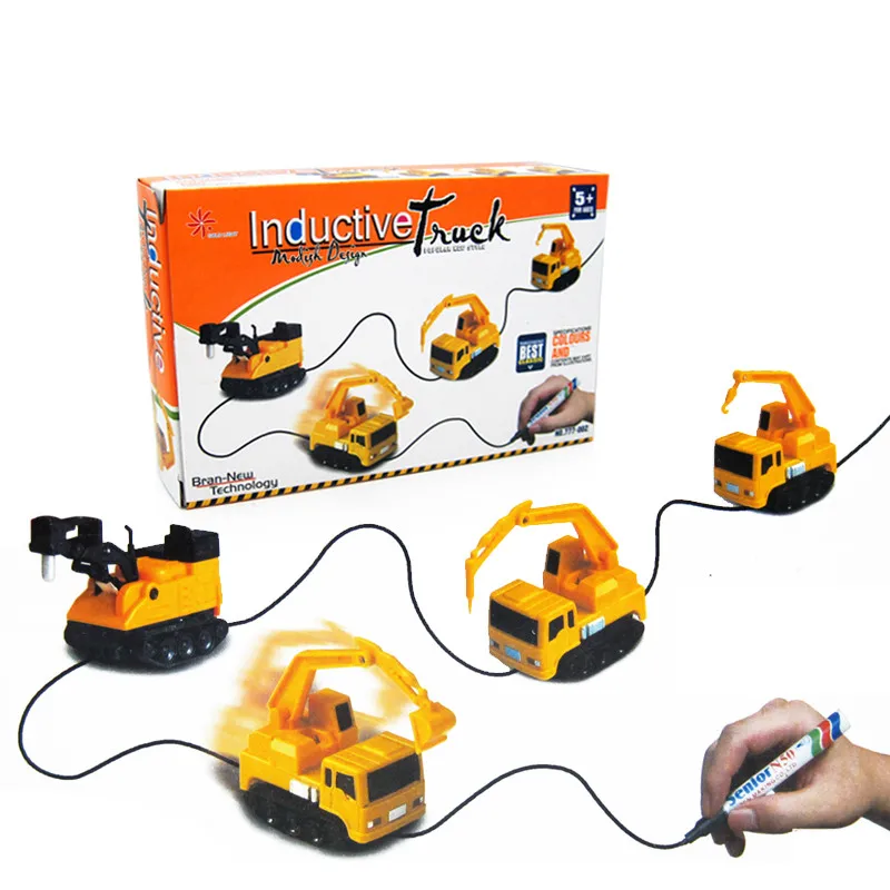 Hot Engineering Vehicles Mini Magic Toy Truck Children's Inductive Toys Figure Tank Car Pen Draw Lines Induction Rail |