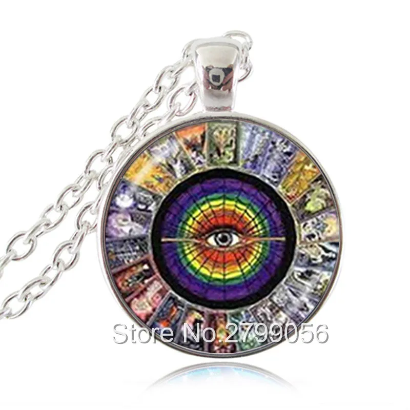 Таро карточка кулон ожерелье зодиака ювелирные изделия глаз Серебряная цепочка