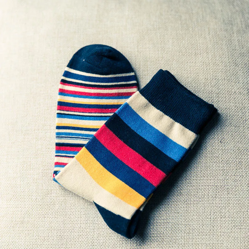 style1 Новейшие осенние и зимние Мужская Носки Повседневные носки цветные полосы высокое качество хлопок - Цвет: style1