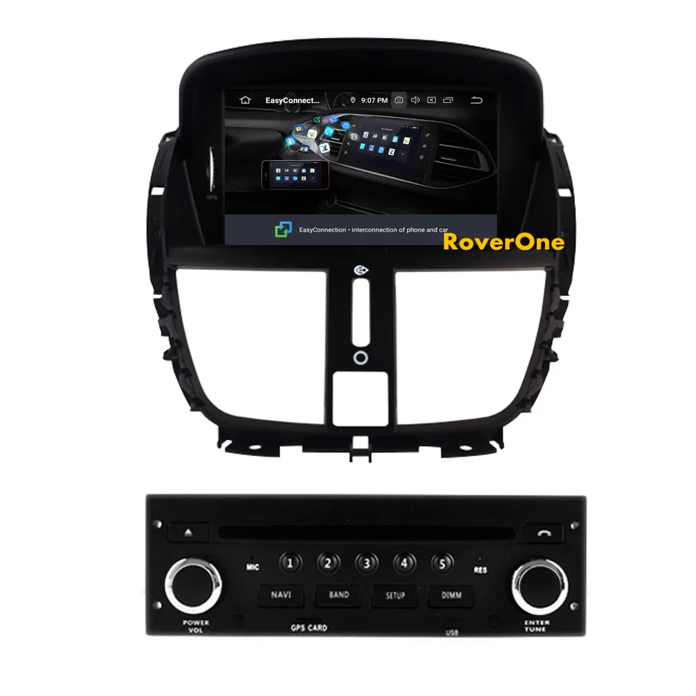 RoverOne Android 9,0 Восьмиядерный автомобильный Радио DVD gps для peugeot 207 207CC 207SW 4G+ 64G сенсорный экран мультимедийный плеер головное устройство