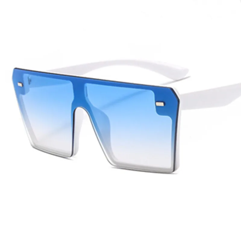 c7 white.blue Плоские квадратные солнцезащитные очки знаменитостей, большие размеры, женские градиентные очки, мужские брендовые дизайнерские очки - Цвет линз: c7 white.blue