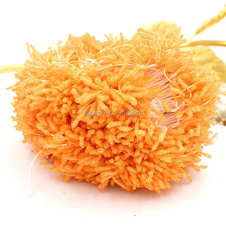 

Free Shipping 1800pcs/lot Orange color artificial glass stripe flower stamen pistil cake decoration craft DIY