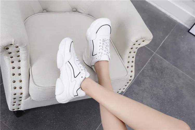 add black line ; белая спортивная обувь для отдыха; натуральная кожа; резиновая подошва; женские кроссовки; размер 34-40; черная линия - Цвет: add black line