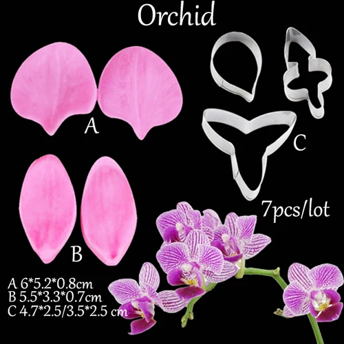 Orchid Тюльпан Лепесток Veiner& Cutter силиконовые формы помадка формы для украшения торта инструменты для шоколада Gumpaste, Sugarcraft плесень CS267 - Цвет: Orchid