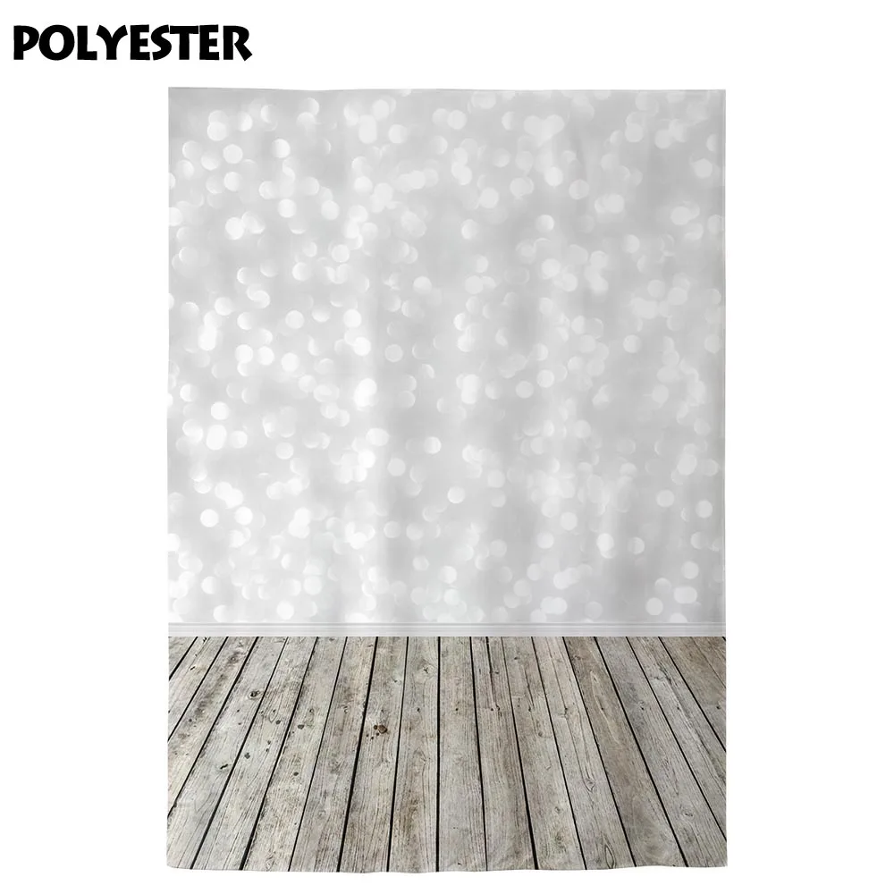 Funnytree photography backdrop christmas white bokeh spots wood floor newborn baby photo studio background photophone photocall |
