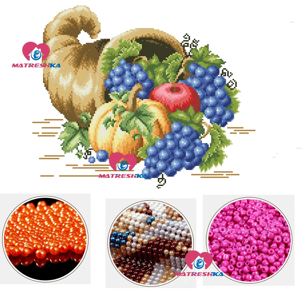 

diy cross stitch beads embroidery fruit beadwork home decor crafts needlework accessories 3d pearl embroidery Partial embroidery