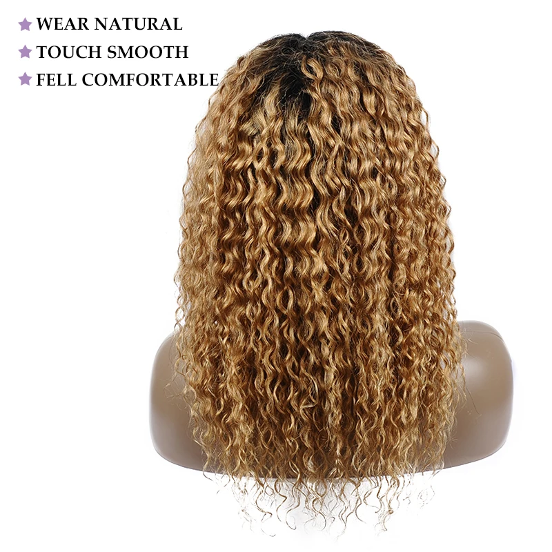 4*4 Lace Closure Wigs Ombre Blonde Front Wig Human Hair Black Women Brazilian Water Wave Nonremy | Шиньоны и парики