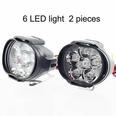 2pcs 6led Светодиодный фонарь для мотоцикла rcycle, светодиодный, 12 В, 6500 К, супер яркий, противотуманный фонарь, мото rbike, точечный светильник, мото Вспомогательная рабочая лампа, прожектор, налобный фонарь - Цвет: 2pcs 6led