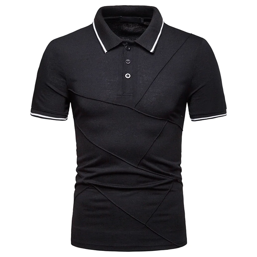 Повседневное Лето 2019 Poloshirt мужские брендовые Смешанный хлопок Кнопка короткий