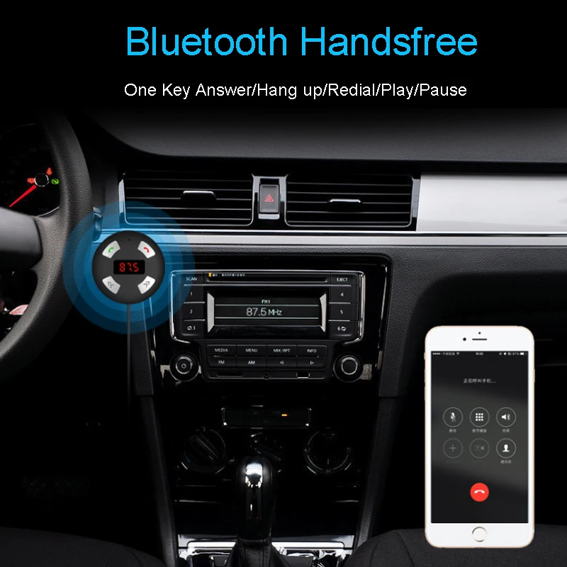 JINSERTA Bluetooth 4,0 Handsfree FM передатчик автомобильный комплект MP3 плеер беспроводной модулятор светодиодный дисплей Поддержка TF карты