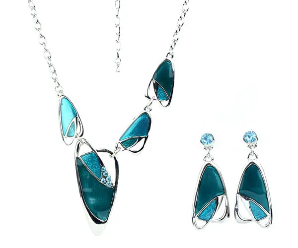 Классические ожерелья покрытые эмалью несимметричные и серьги набор модных