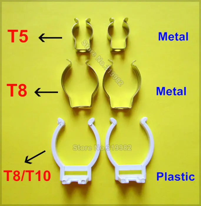 20 шт./партия, T5, T8, T10, светодиодный светильник, клипса на танкетке, держатель, u-образный люминесцентный светильник, металлический пластиковый держатель, клипса