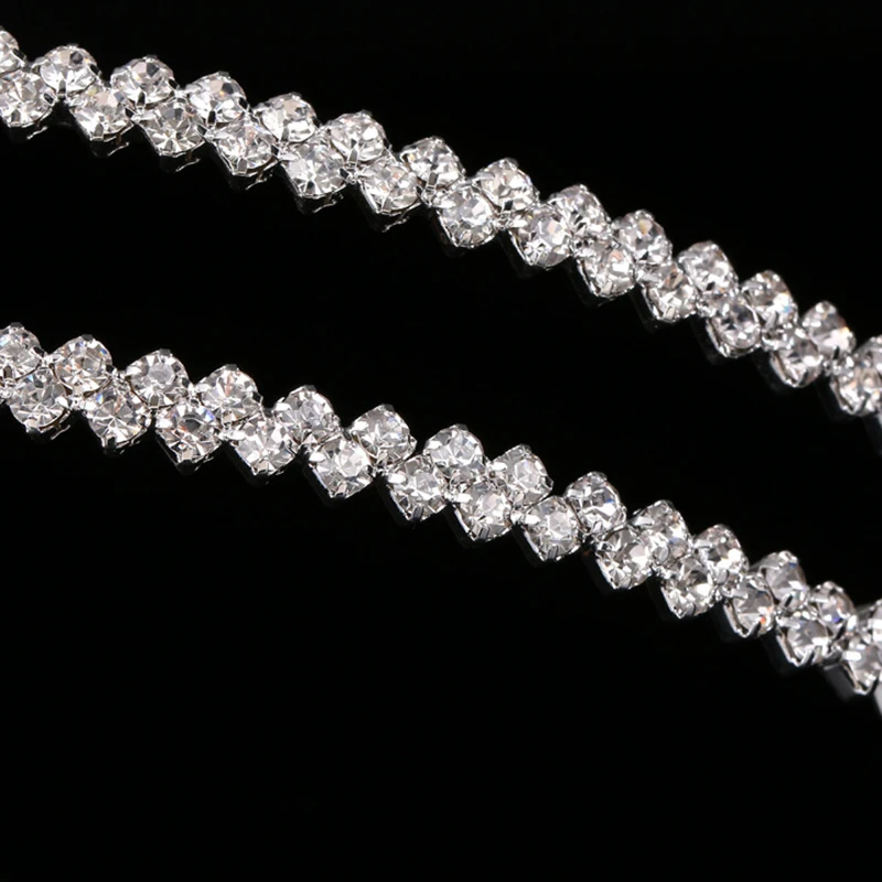 Серебряный кристалл обруч аксессуар для волос простые Стразы двухслойные обручи