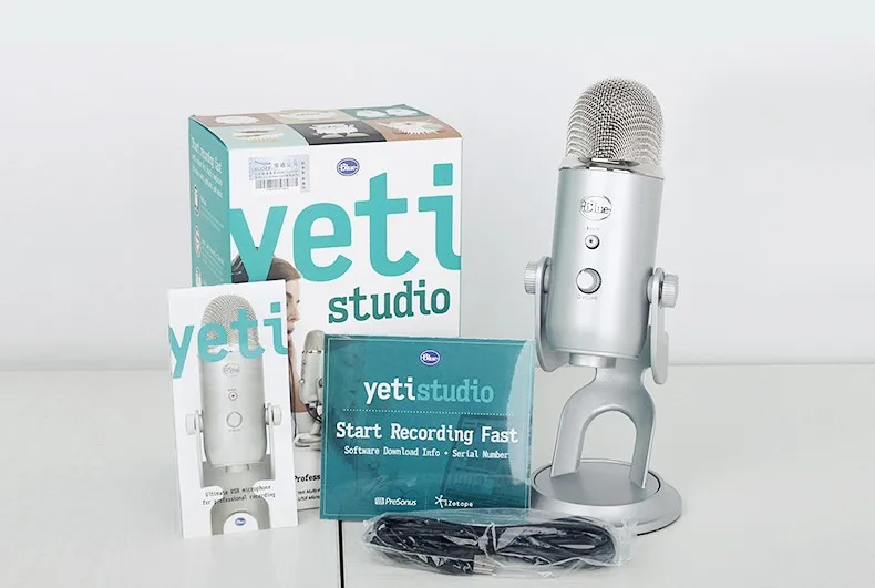Синий USB конденсаторный микрофон Yeti для прямого вещания и записи звука с внутренней звуковой картой Plug and play