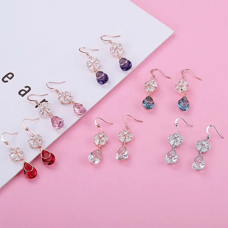 Женские Висячие серьги корейские длинные прозрачные с кубическим цирконием 2020 |