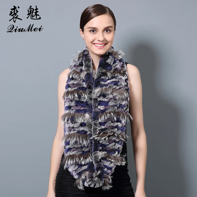 Шарф-кольцо женский из 100% натурального меха кролика и лисы зимний 2018 - купить по