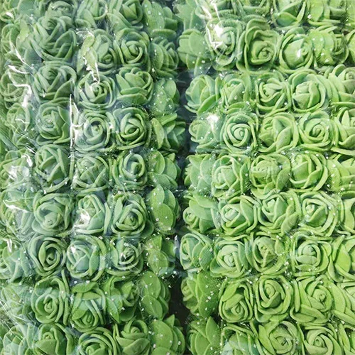 green 144 шт 2,5 см мини пены розы, искусственные цветы дома Свадебное Оформление автомобиля искусственные розы для рукоделия Букет Многоцветный - Цвет: green