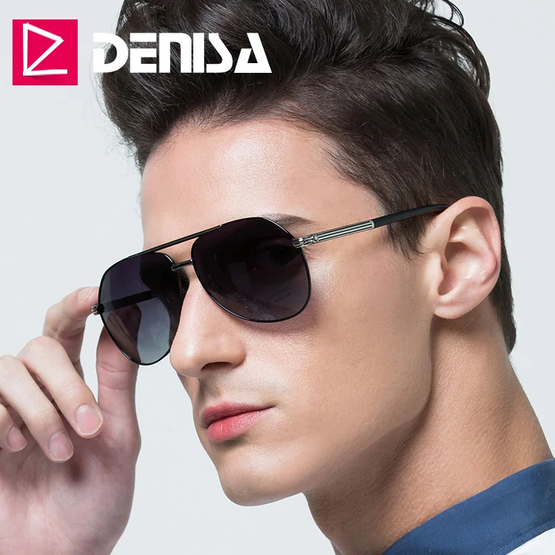 Фото Солнцезащитные очки DENISA G98156 для мужчин и женщин, зеркальные Поляризационные солнечные очки-авиаторы с защитой UV400 для вождения №3
