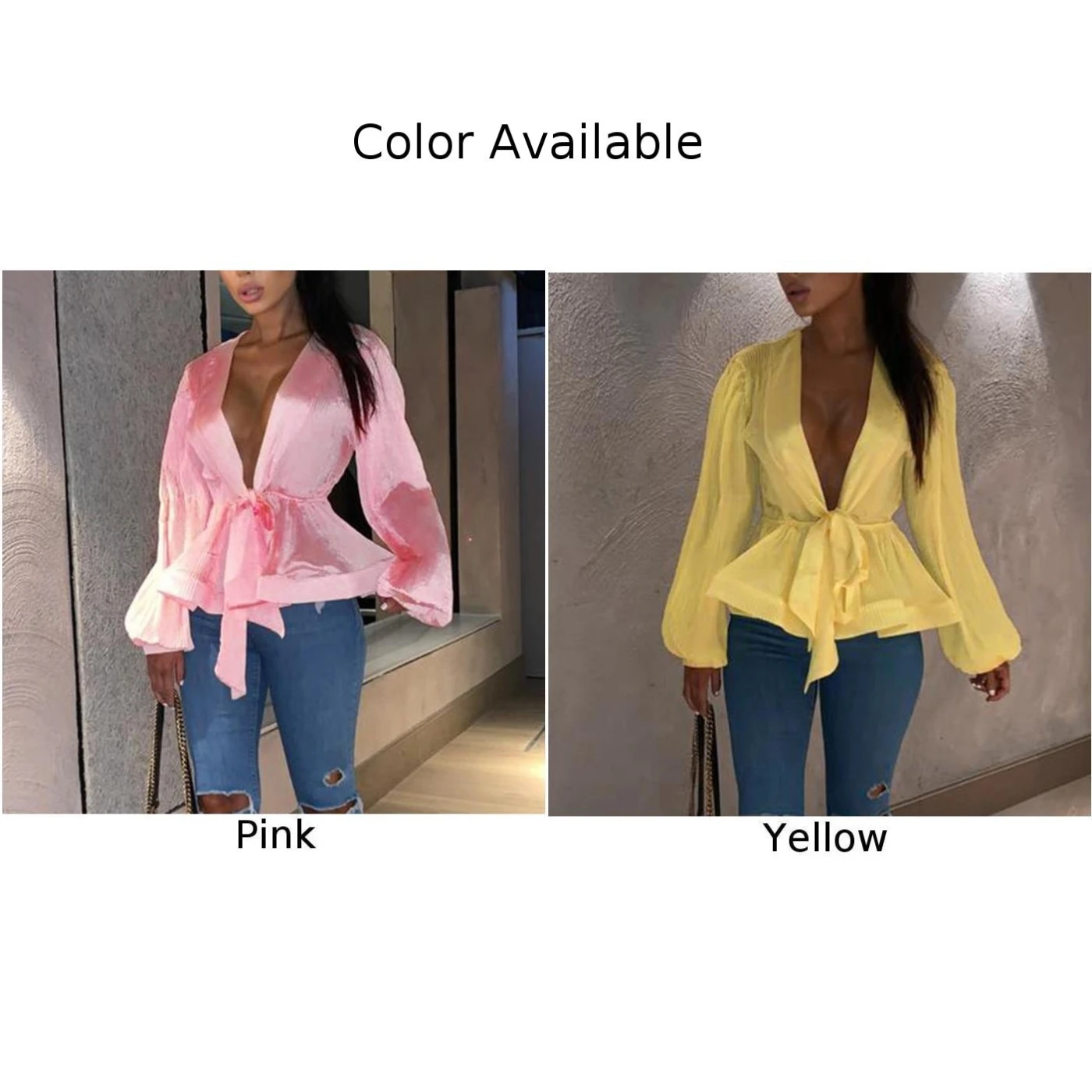2019 New Women Sexy Deep V-Neck Lace-Up Lantern Sleeve Florescence Summer Beach Tops Shirts |