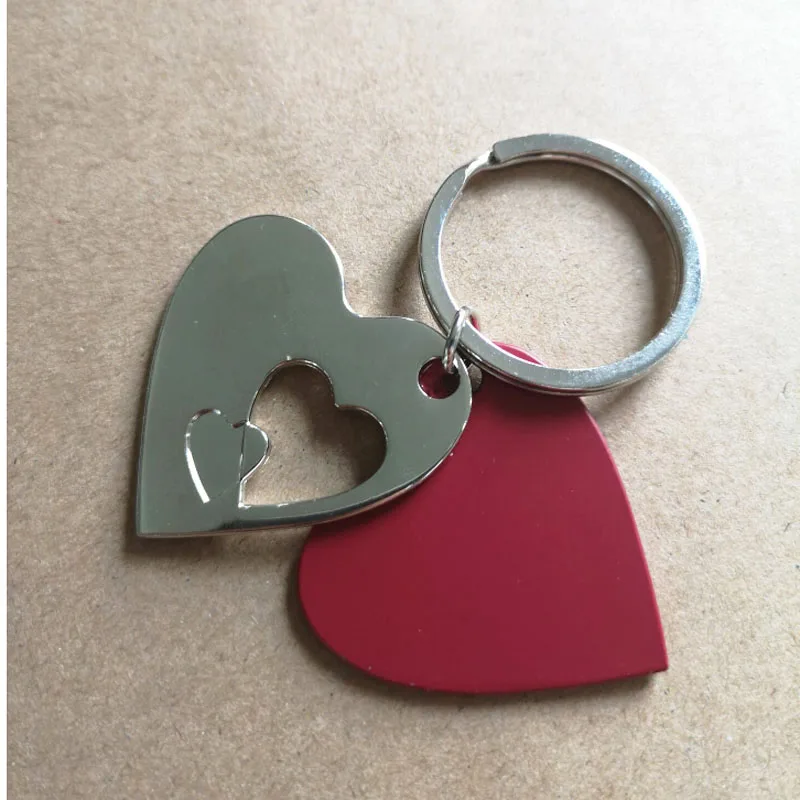 50 шт персонализированный металлический брелок с сердцем для ключей заказной