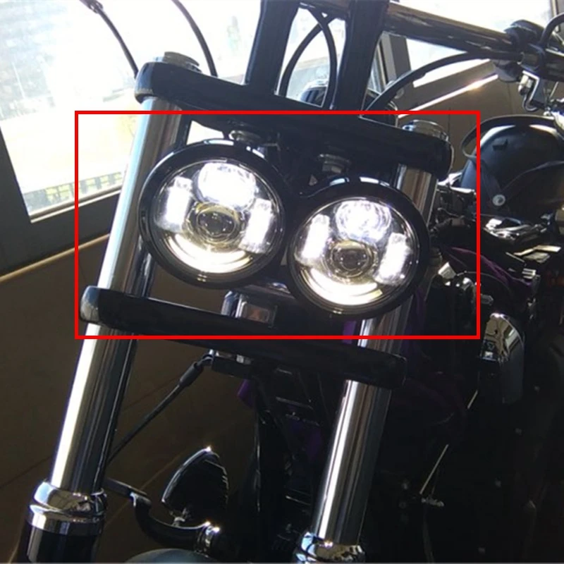 Пара черный мотоцикл светодиодные фары 4,6" для Fat Bob светодиодные фары с Hi/Lo луч ангельские глаза для Harley Dyna Fat Bob свет