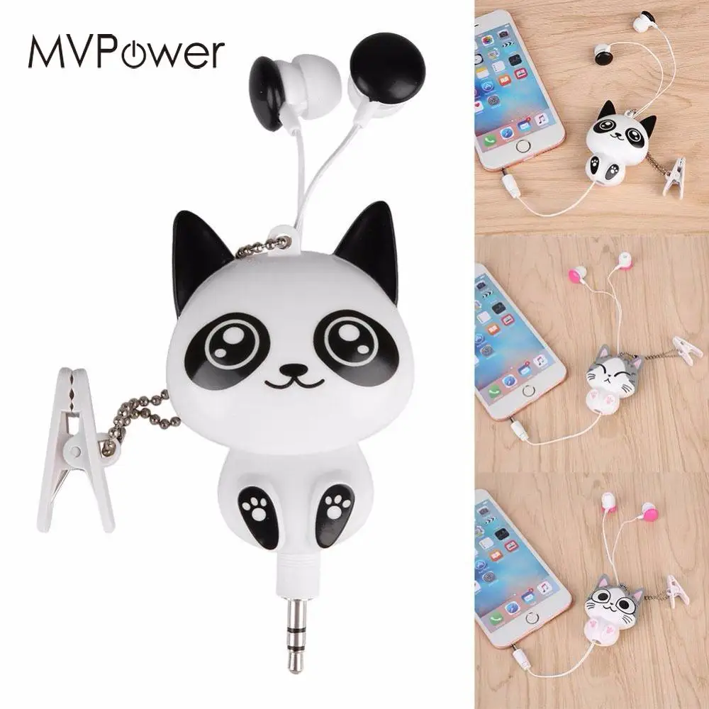 MVpower мило Сыр Cat Медведь Панда мультфильм выдвижной MP3 MP4 наушники для iOS и Android Smart