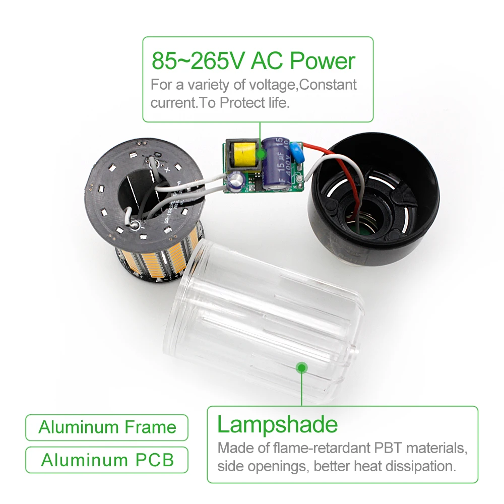 Lampadas 5736 SMD более яркая 5730 5733 светодиодная кукурузная лампа 3 5 Вт 7 8 12 15 без мерцания