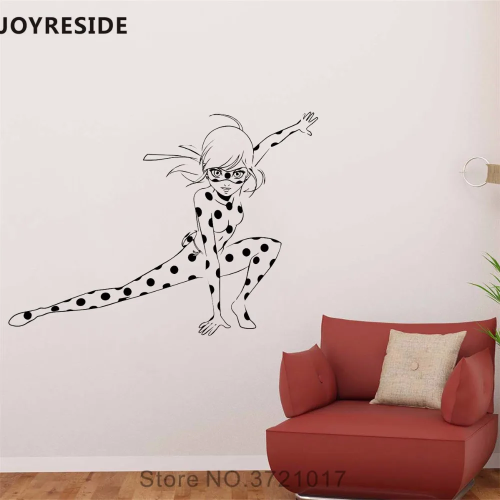 JOYRESIDE леди герой Наклейка на стену Божья коровка девушка узор стикер на стену милый виниловый декор Домашний детский Декор для игровой комнаты дизайн интерьера A865