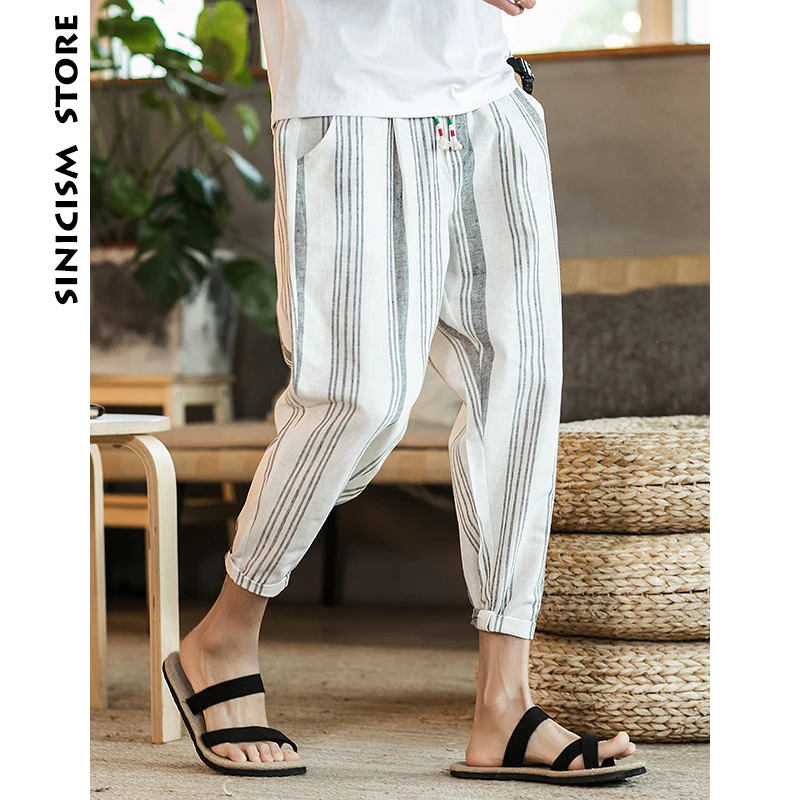 Sinicism Store Man 5XL хлопковые льняные брюки Мужские Jogger по щиколотку 2018 мужские летние