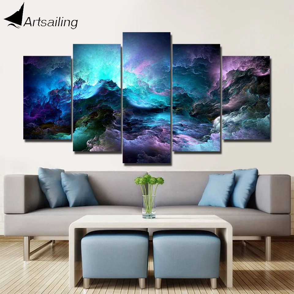 Модульная холщовая Настенная картина artsail абстрактные цвета Необычные облака 5