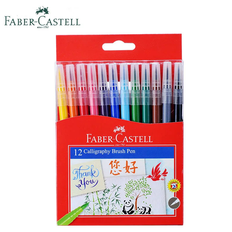 Faber Castell Акварельные Aquarell каллиграфии маркеры щеток с мягким наконечником рисовать графический маркер на Цветной ручка для рисования манги 12 Цветов