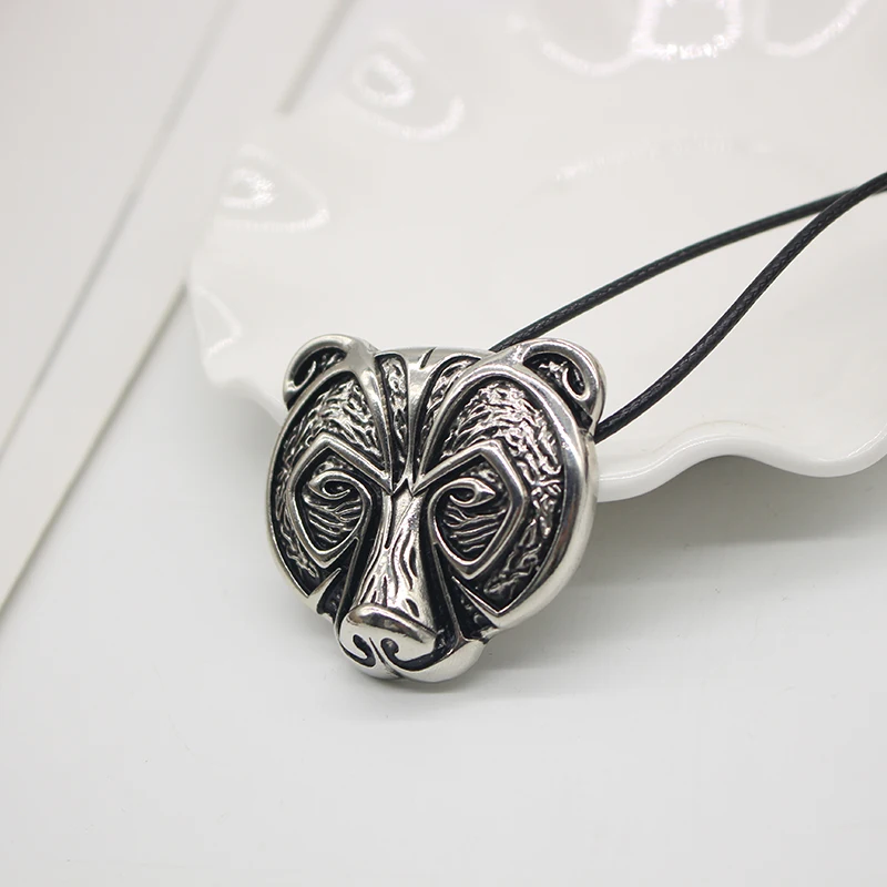 Классический скандинавской мифологии Цепочки и ожерелья Jewelry большой черный медведь голова животного Подвески колье змея цепи Цепочки и ожерелья