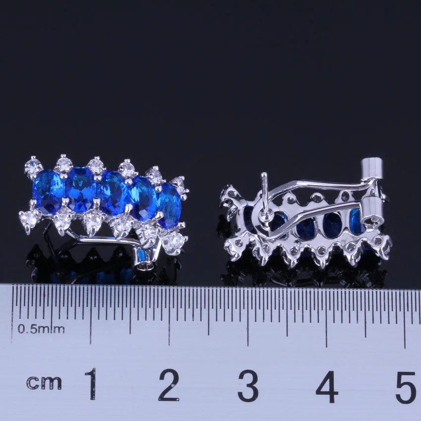 Сияющие прямоугольные синие кубические циркониевые белые CZ посеребренные