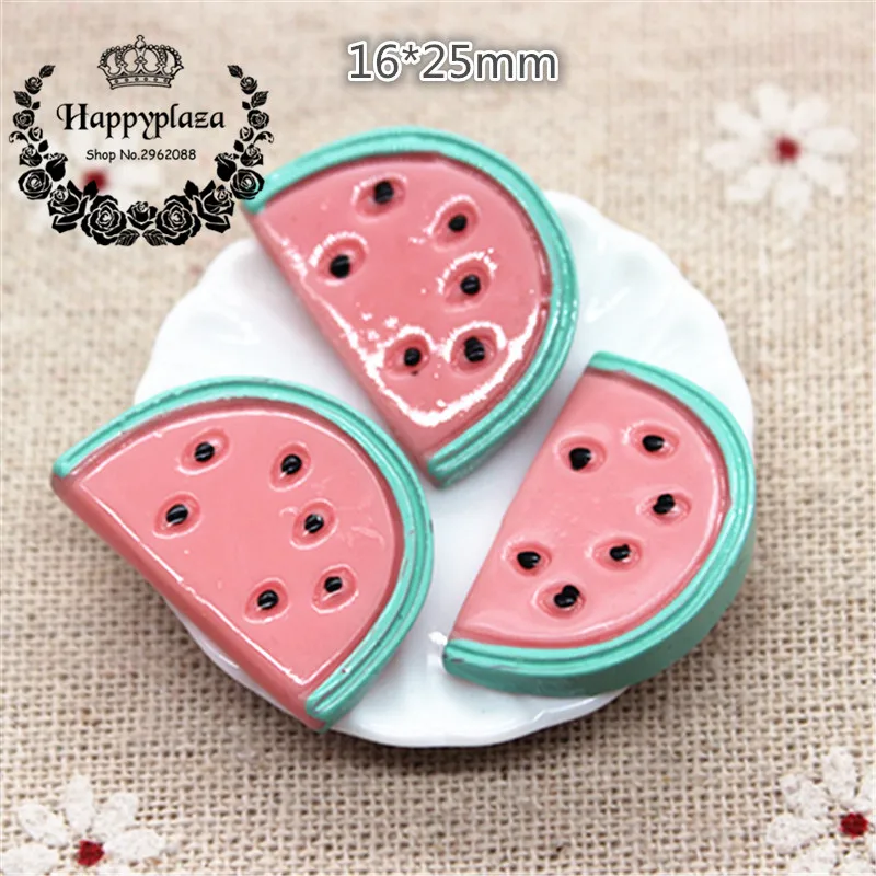 

10pcs Kawaii Simulation Pink Watermelon Resin Flatback Cabochon Food Art Supply Decoration Charm Craft DIY,16*25mm