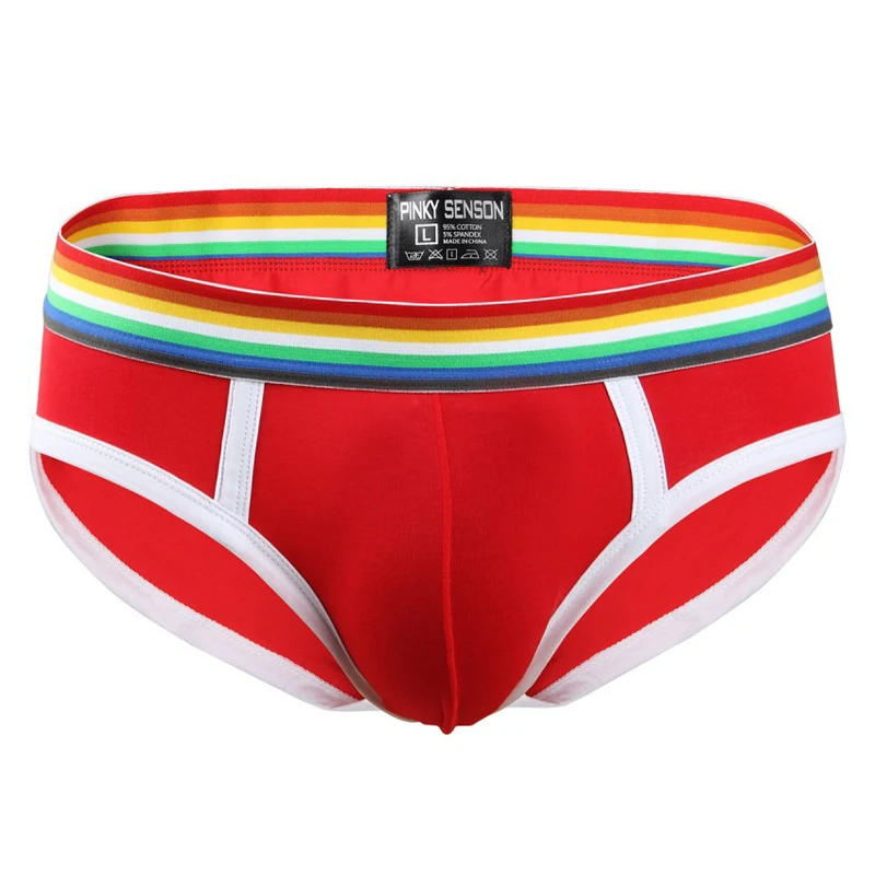 Однотонные трусы мужское сексуальное нижнее белье 2019 с радужным поясом для геев