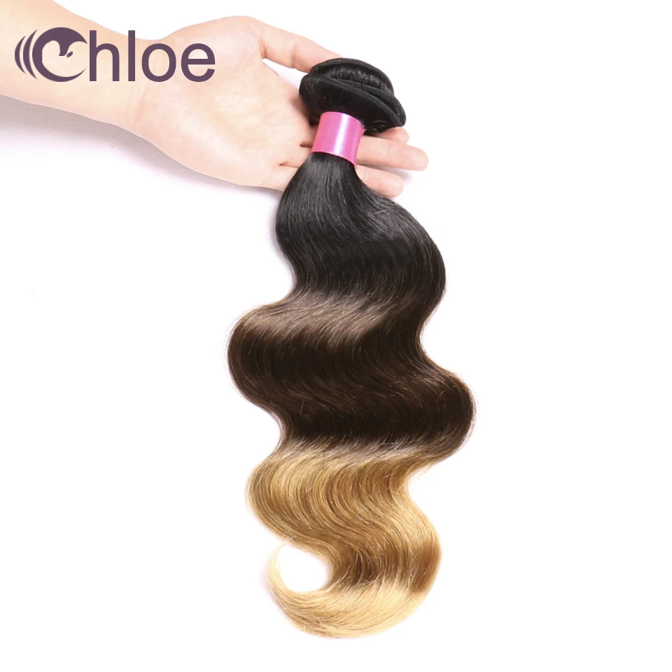 Волосы Хлоя бразильские волнистые 3 оттенка Омбре волосы пряди 1B/4/27 не Реми