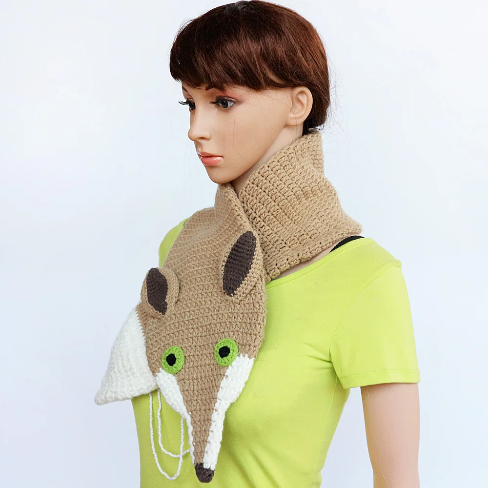 Boolawdee зимние женские вязать животных шарф ручной работы крючком Лоскутные кольца