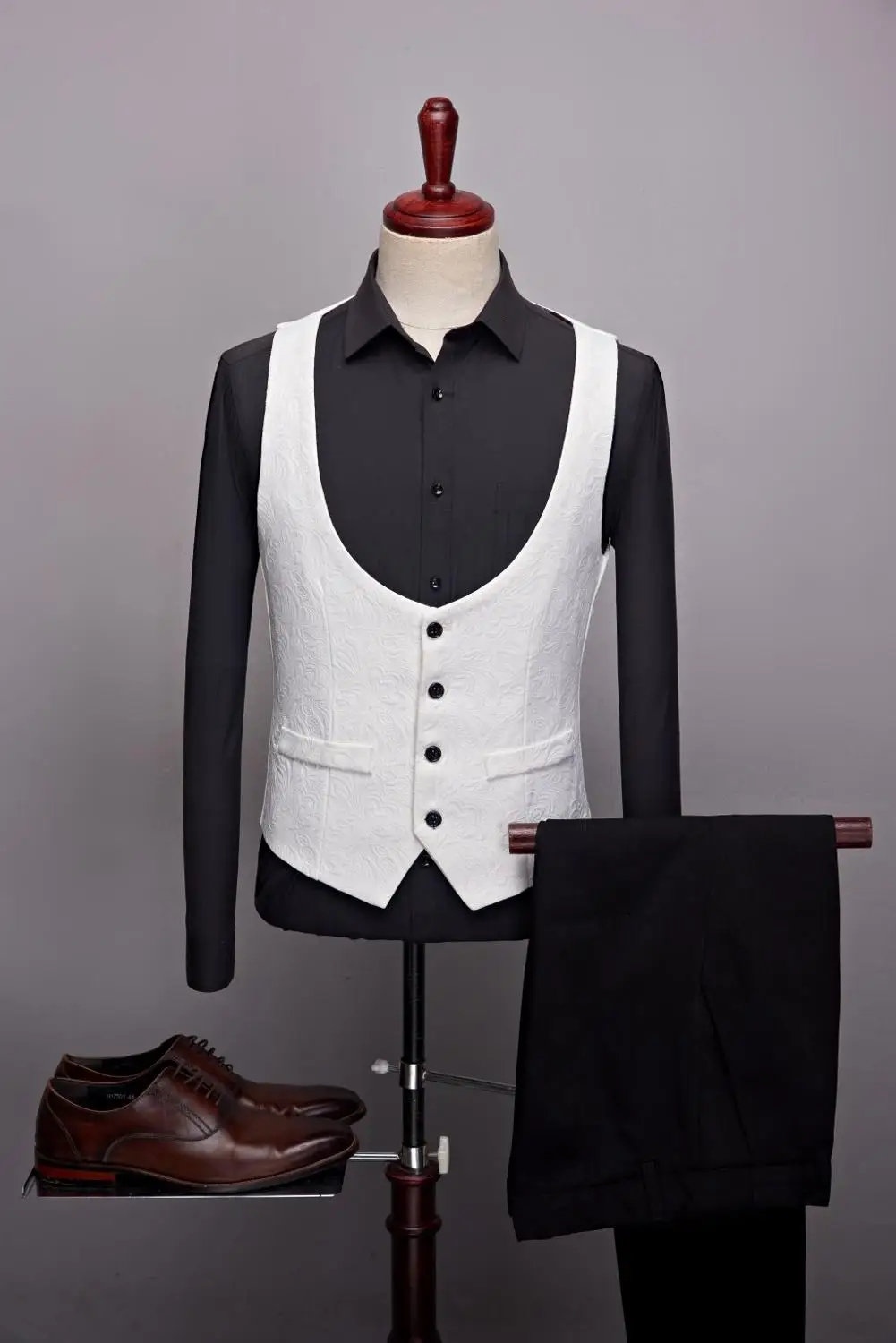 Мужской повседневный костюм + брюки жилет Белое Облегающее Платье мужское