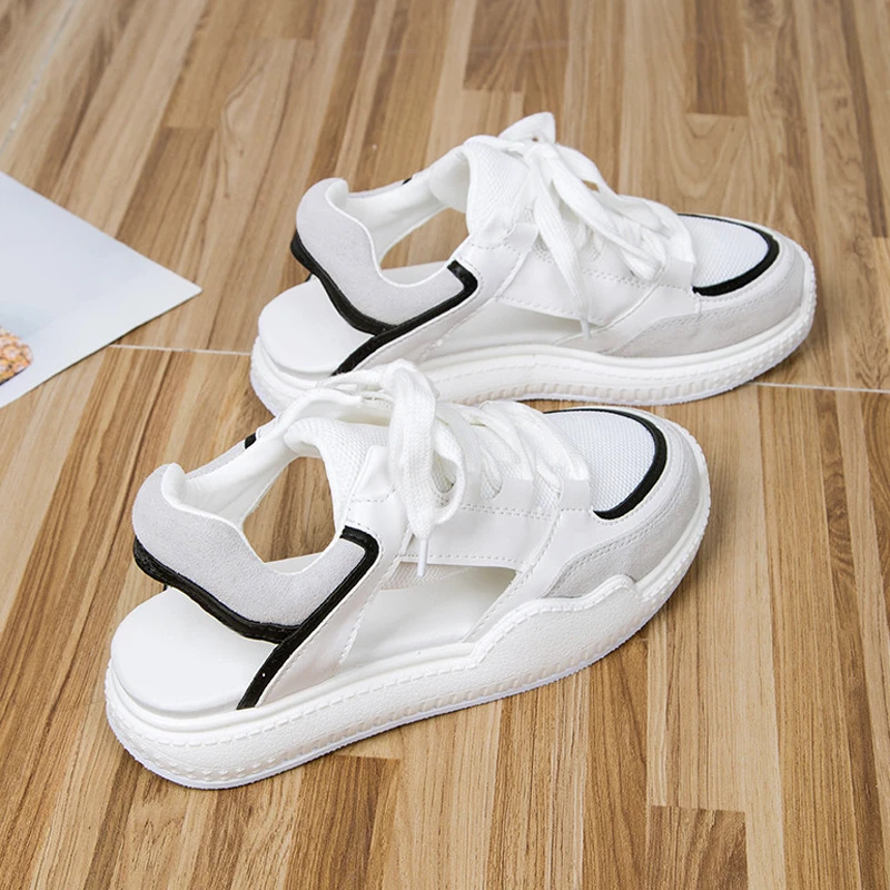 Women Summer Sandals Thick Bottom Hollow Flat Casual Shoes Sneakers Gladiator Platform Lady Lace Up Flats | Обувь