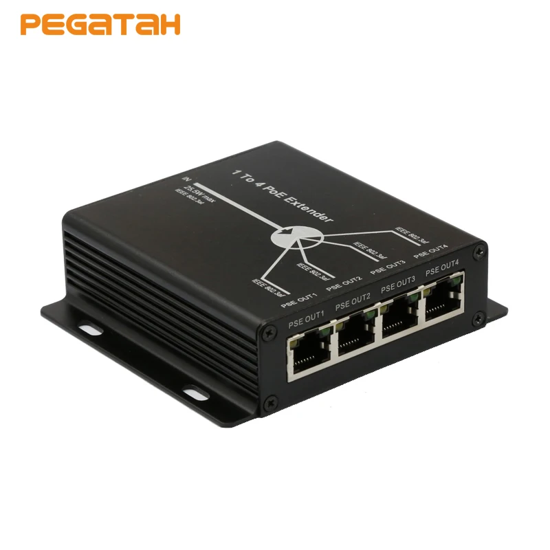 

PoE Extender 1-Port 10/100M IEEE802.3at (power-in) to 4-Ports IEEE802.3af (power-out) for POE IP camera system