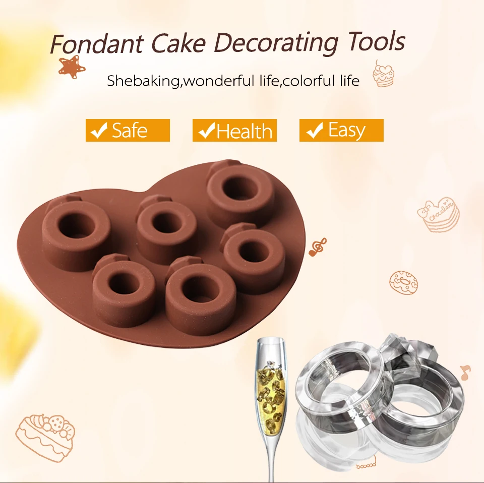 Shebaking 1 шт 3D АЛМАЗНОЕ КОЛЬЦО силиконовая форма для торта помадка шоколадная форма для печенья, пудинга украшение торта инструмент для выпечки