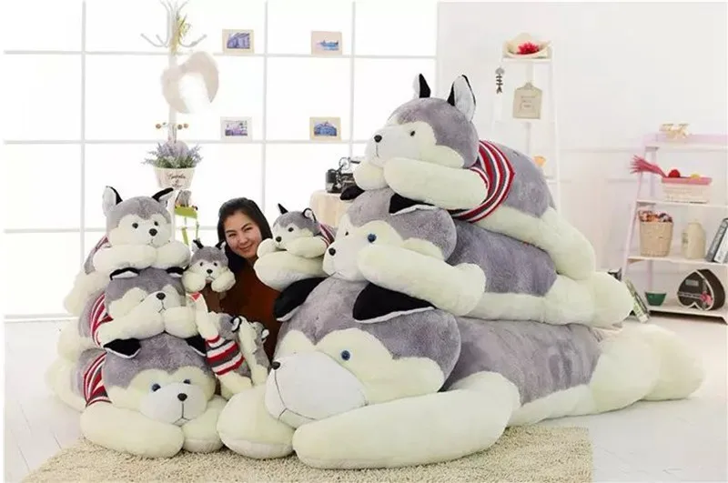 Dorimytrader Largest Simulation Animal Husky Push Toy Cute Мягкий мягкий JUMBO Husky Dogs Doll Pillow Подарок для любимого подарка 300 см