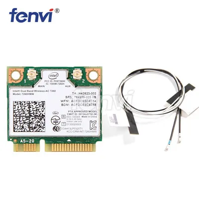 With antennas Двухдиапазонный беспроводной AC 7260 Intel 7260HMW 7260AC 2,4G/5 ГГц 802.11ac MINI PCI-E 2x2 WiFi карта Wi-Fi+ Bluetooth 4,0 Wlan адаптер - Цвет: With antennas