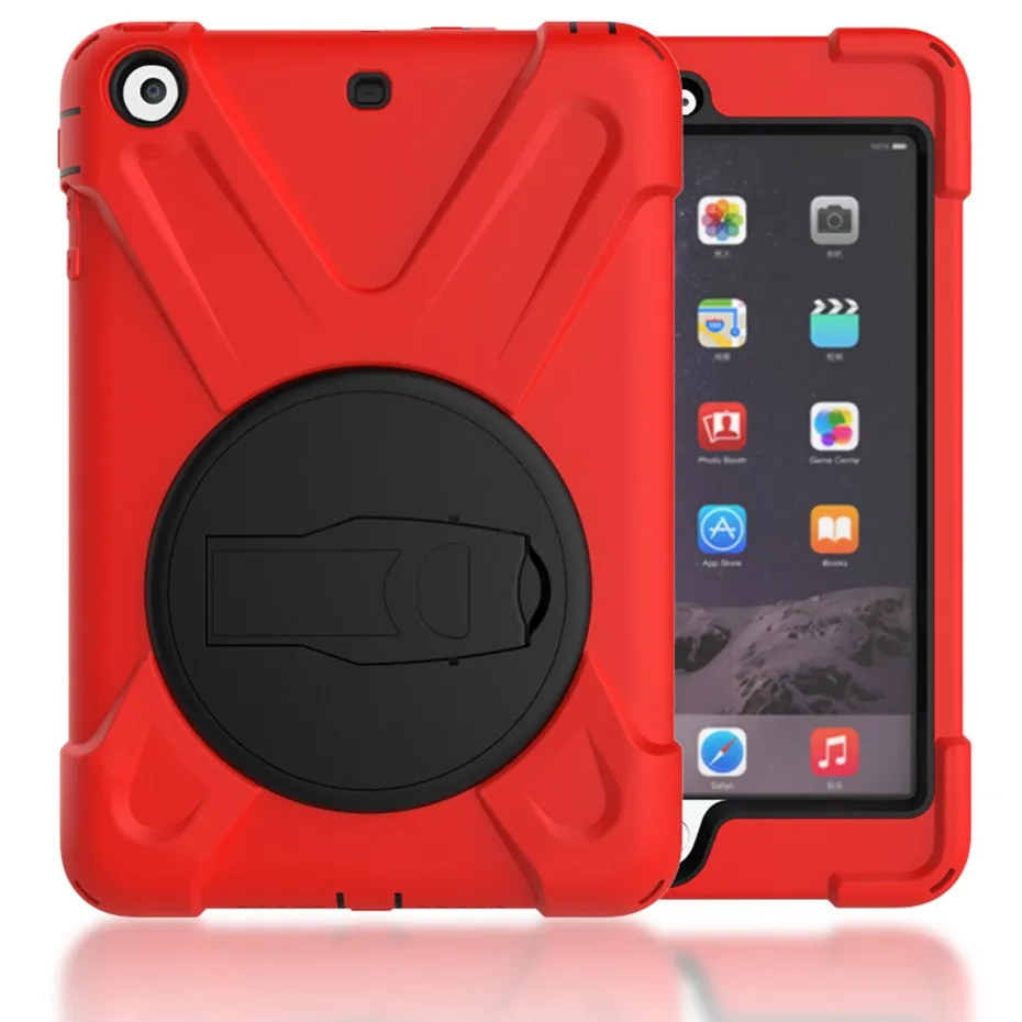 Чехол для ipad mini 1 2 3 ручной ударопрочность всего тела крышка Ручка Стенд рукавом для ipad mini чехол capa funda - Цвет: Красный