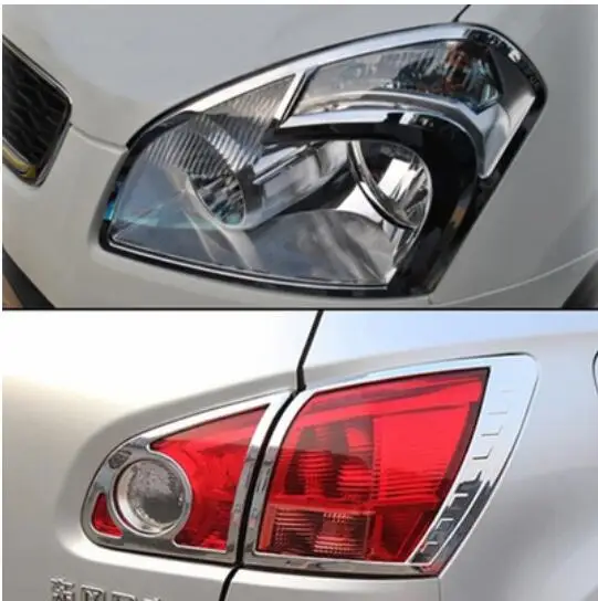 Автомобильный Внешний Хром для Nissan Qashqai J10 2007-2009 Передние фары задние фары лампы Крышка задние фонари отделка, наклейки
