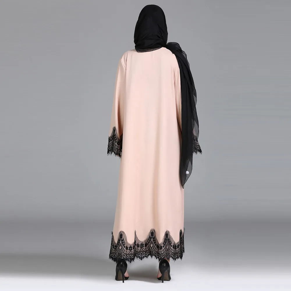 Новая Абая в Дубае платье мусульманский халат Burqa мусульманские, исламские женщины одежда кружева сплайсинга длинное пальто средний восток длинные RobeY415