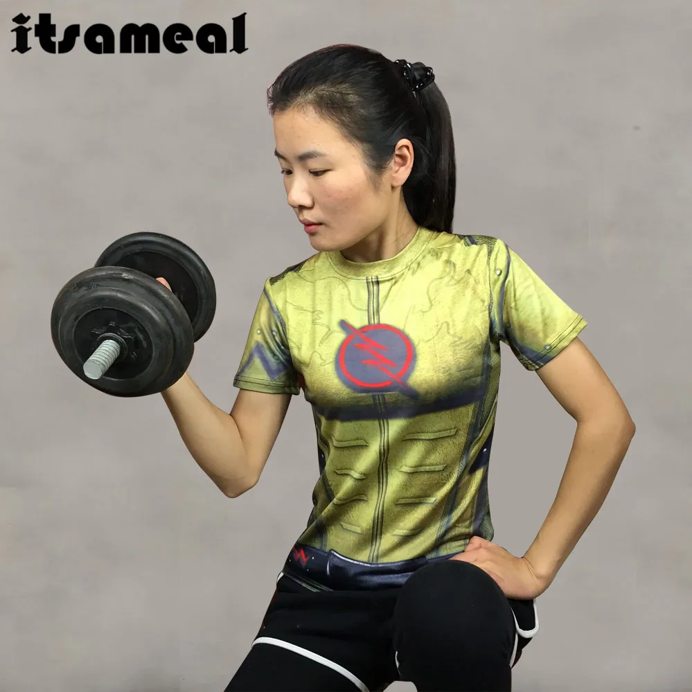 Суперкомпрессионная футболка с 3D принтом Женская Футболка реглан коротким