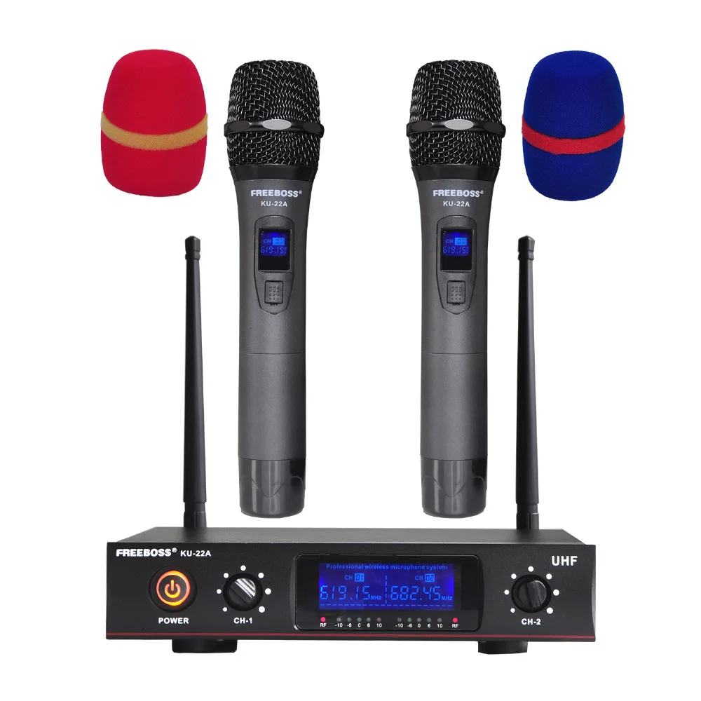 Freeboss KU 22A UHF 2 Way металлический Ручной беспроводной микрофон|wireless microphone|handheld wireless